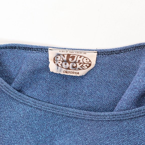 Vintage 70s On The Rocks California Blue Long Sleeve Shirt Unisex Surfer Boho La - Picture 3 of 3